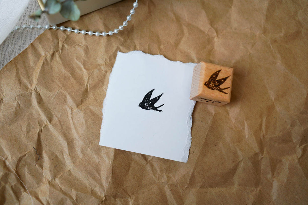 Freckles Tea Wooden Block Stamp - Swallow