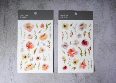 MU Print-on Stickers - Watercolor Warm Flowers - No. 073